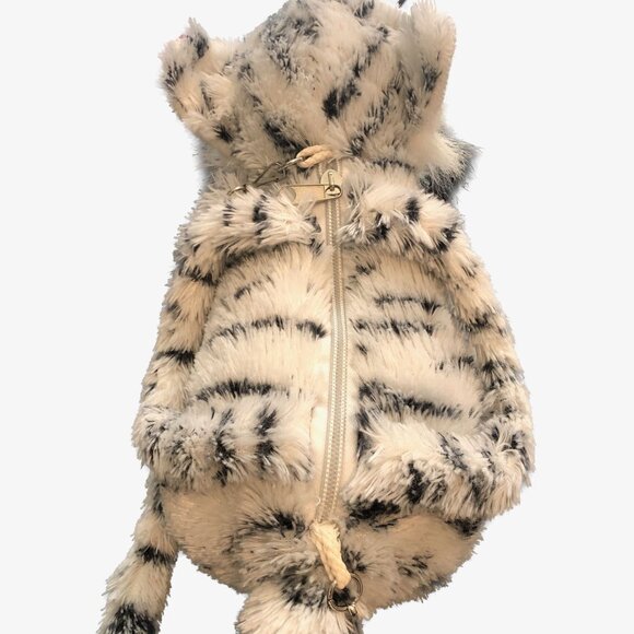 RARE BJ Toys Snow Leopard Purse Shoulder & Hand Straps Zippered Pocket 4" Deep - Picture 4 of 11
